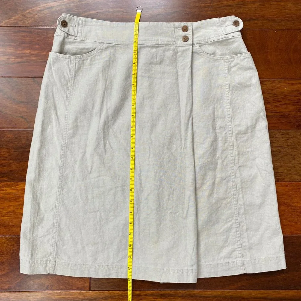 Woolrich Linen Cotton Blend Kayla Skirt Wrap Style Dark Stone Size 12 Preppy - Picture 11 of 11